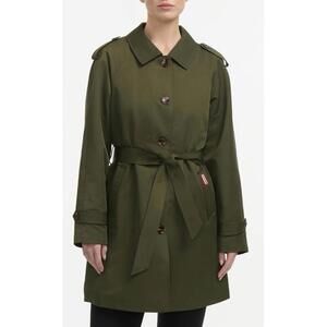 New Hunter Stacy Water Resistant Gabardine Trench Coat In Hunter Green Sz M $199